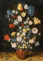 Still Life with Irises, Roses, Tulips, Narcissae, Cardamine, Cyclamen, Hyacinths, Calendula, Eranthis and Other Flowers